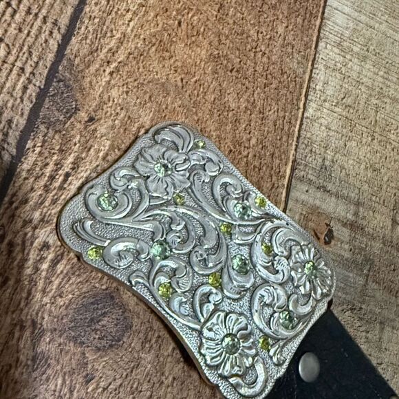 Enmon  Western Belt Cowgirl Collection Genuine Leather W Rhinestone Buckle M - Picture 3 of 9